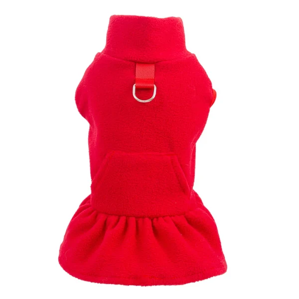 Solid Color High Collar Fleece Pet Dress Pullover For Small Dogs 5