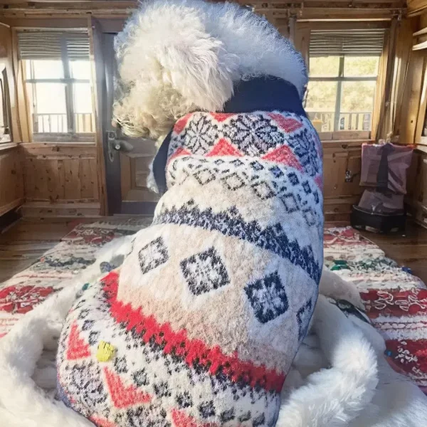 Christmas Dog Sweater,Blue Snowflake Dog & Cat Chenille-Blend Sweater 1