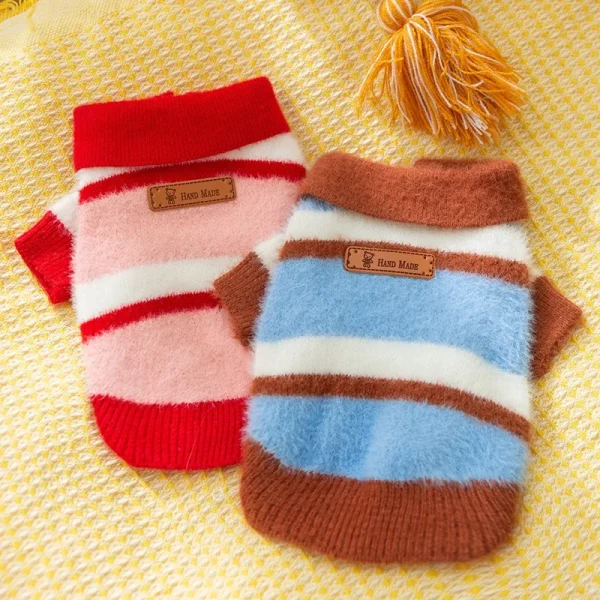 Striped Winter Dog Clothes Thickened Warm Sweater 2