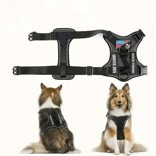 Reflective Dog Vest Harness With 5PCS Patches, Adjustable Soft Oxford Pet Harness 5