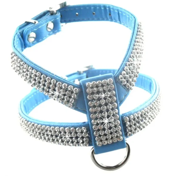 PU Leather Rhinestones Dog Harness 4