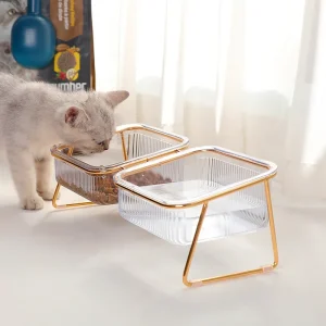 Pet bowl Transparent high foot cat bowl Drink water 1