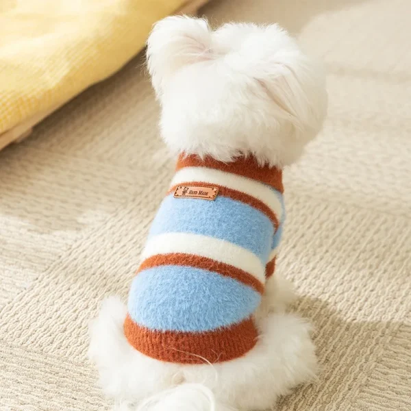 Striped Winter Dog Clothes Thickened Warm Sweater 3