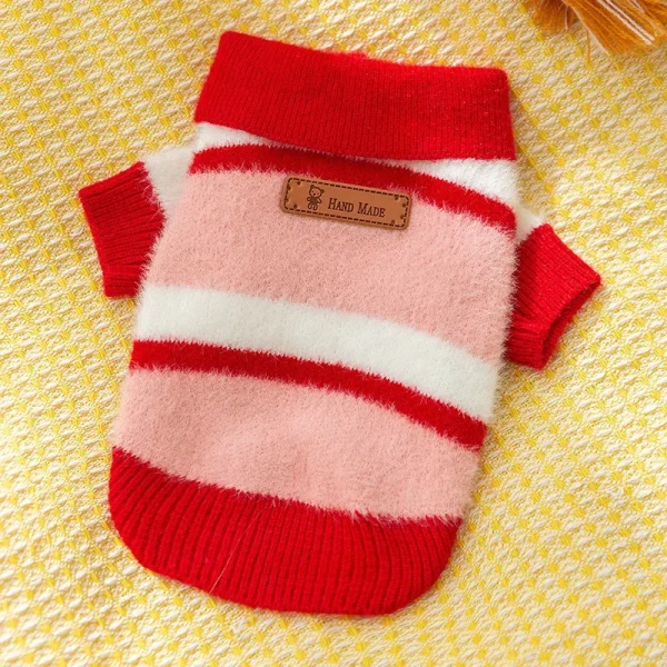 Striped Winter Dog Clothes Thickened Warm Sweater 4