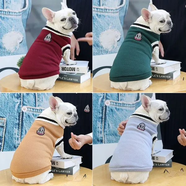 Dog Cat Sweater College Style V-neck Puppy Knitted Wear 4