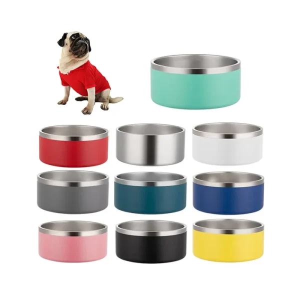 Stainless Steel Pet Dog Bowl Cat Bowl, 304 Stainless Steel, Double Vacuum, Non-slip Base Design, Luxury Pet Bowl, Wholesale 1