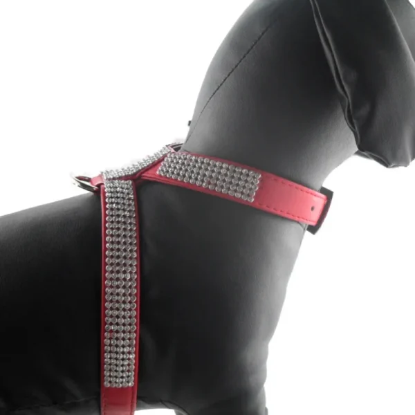 PU Leather Rhinestones Dog Harness 5